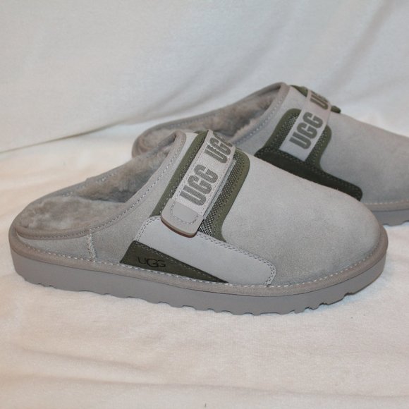 NIB UGG MEN'S SUEDE SHEARLING LINED SLIP ON CLOG SLIPPERS - Picture 2 of 7